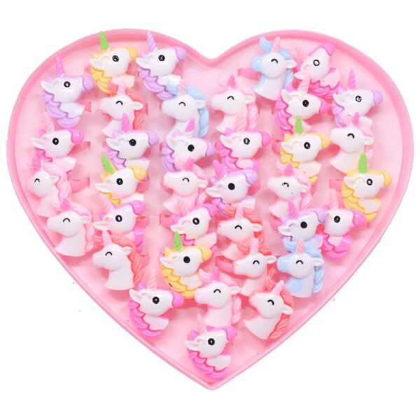 Présentoir rose en forme de cœur rempli de bagues fantaisie licorne multicolores, jouets pour enfants, accessoires de mode., 45502384767231,45502384799999,45502384832767,45502384865535,45502384898303,45502384931071,45502384963839,45502384996607,45502385029375,45502385062143,45502385094911,45502385127679,45502385160447,45502385193215,45502385225983 | Licorne Shop