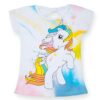 peinture-licorne-lavable-pour-tissu-1a.jpg T-shirt pour fille avec motif de licorne colorée. Dessin de licorne blanche aux crinières arc-en-ciel sur fond tie-dye pastel. Détail nœud décoratif à l'arrière. Vêtement enfant fantaisie et joyeux., 45502313496831,45502313529599,45502313562367,45502313595135,45502313627903,45502313660671,45502313693439,45502313726207 | Licorne Shop