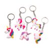 Ensemble de porte-clés licorne colorés en caoutchouc. Motifs variés : licorne ailée, tête de licorne avec crinière arc-en-ciel, licorne cabrée avec queue colorée. Cadeaux fantaisie pour les amoureux des licornes., 45501359554815 | Licorne Shop