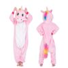 Vue avant et arrière d'une personne portant un pyjama de licorne rose en peluche avec une crinière et une queue colorées. Conception détaillée de la capuche avec une corne et des oreilles. Tissu doux et confortable., 45501982245119,45501982277887,45501982310655,45501982343423,45501982376191,45501982408959,45501982441727,45501982474495 | Licorne Shop