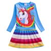 robe-anniversaire-licorne-fille-arc-en-ciel-1a.jpg Robe enfant bleu ciel à manches longues avec motif de licorne, arc-en-ciel et cœurs. La jupe est rayée multicolore. Vêtement fantaisie pour filles., 45501381968127,45501382000895,45501382033663,45501382066431,45501382099199,45501382131967,45501382164735,45501382197503 | Licorne Shop