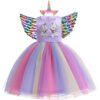 robe-de-princesse-licorne-arc-en-ciel-enfant-1a.jpg Robe de licorne pour enfant avec ailes et serre-tête. Costume violet avec broderie de licorne et jupe multicolore. Accessoire de tête avec corne dorée. Déguisement fantaisie pour filles., 45501385736447,45501385769215,45501385801983,45501385834751,45501385867519,45501385900287,45501385933055,45501385965823 | Licorne Shop
