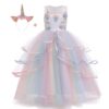 robe-deguisement-licorne-arc-en-ciel-enfant-1a.jpg Robe de princesse licorne avec bandeau assorti. La robe est blanche en haut avec des décorations florales et une jupe arc-en-ciel à volants. Idéal pour déguisements, fêtes d'anniversaire, ou cadeau., 45501417226495,45501417259263,45501417324799,45501417357567,45501417390335,45501417423103,45501417455871,45501417488639 | Licorne Shop