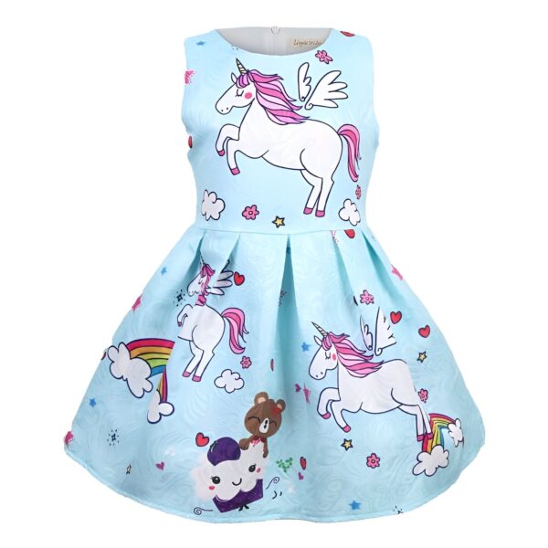 robe-fille-imprime-licorne-cupcake-pastel-1a.jpg Robe d'enfant bleu clair à motifs d'licornes, d'oursons, de nuages et d'arc-en-ciel. Robe sans manches avec une jupe évasée, parfaite pour une petite fille., 45501352870143,45501352902911,45501352935679,45501352968447,45501353001215,45501353033983,45501353066751,45501353099519 | Licorne Shop