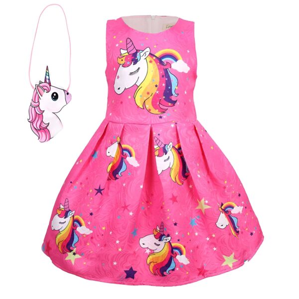 robe-fille-licorne-rose-espace-1a.jpg Robe rose pour fille avec motif licorne et étoiles, accompagnée d'un petit sac assorti en forme de licorne. Vêtement pour enfant fantaisie et coloré., 45501386227967,45501386260735,45501386293503,45501386326271,45501386359039,45501386391807,45501386424575,45501386457343 | Licorne Shop
