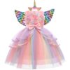 robe-licorne-costume-pastel-orange-1a.jpg Une robe de princesse licorne avec des ailes arc-en-ciel et une licorne sur la tête.