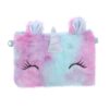 Image d'une pochette en forme de licorne, de couleur rose et turquoise, avec des oreilles et une corne pailletées. Texture douce et poilue. Idéale pour les enfants., 45501374333183 | Licorne Shop