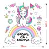 sticker-licorne-arc-en-ciel-chambre-bebe-2a-1.jpg Une illustration colorée d'une licorne assise sur un arc-en-ciel. La licorne est entourée de coeurs, d'étoiles, de nuages, de beignets, de sucettes et de glaces. Le texte "Dream like a unicorn" est écrit sous la licorne.