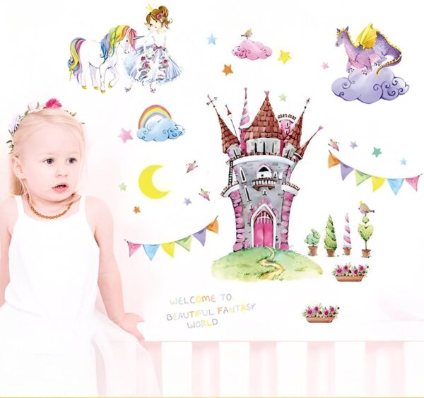 sticker-licorne-chateau-chambre-fille-1a.jpg Sticker Licorne Château Chambre Fille